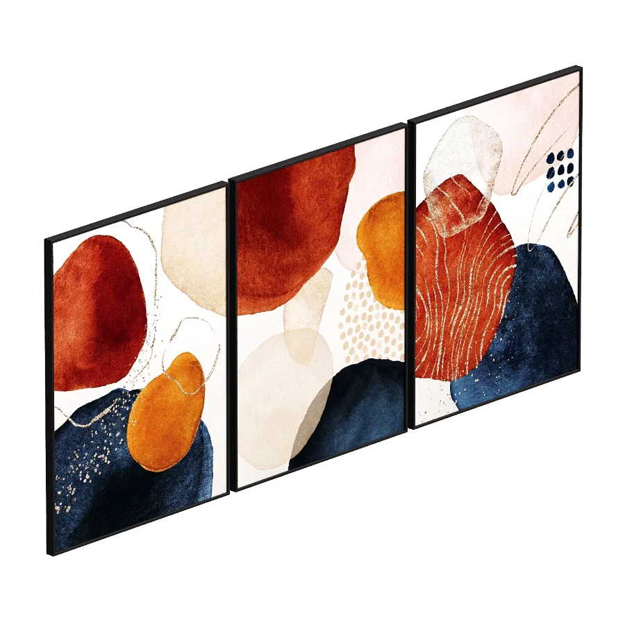 Quadro Texturas Terracota e Azul Image 1
