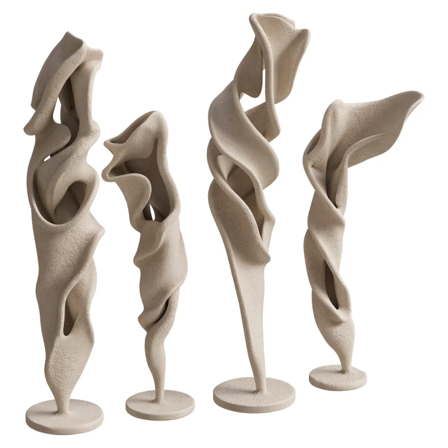 Plaster Floor Statues Organic Spiral Wave Image 6