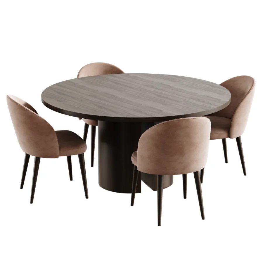 Timon Upholstered Dining Chair And Nealy Round Table Image 5