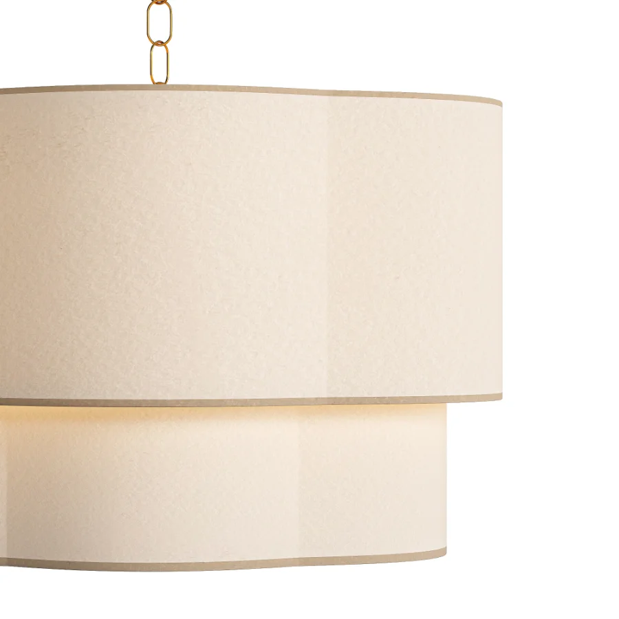Light Linen Drum Dimmable Chandelier Image 5