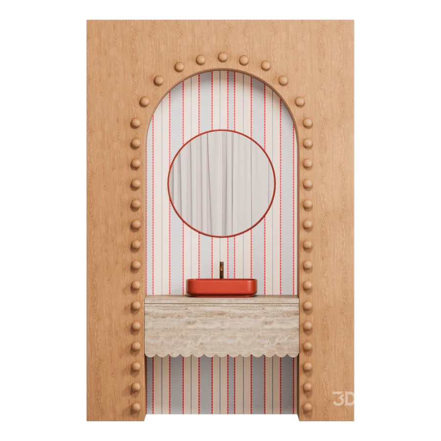 Bathroom furniture Travertin & Wood Arch Vanity Image 2