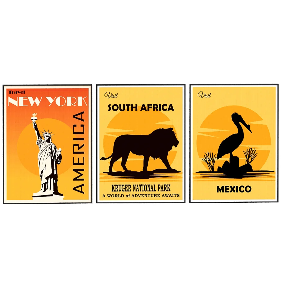 New York South Africa Mexico Frame set Image 1