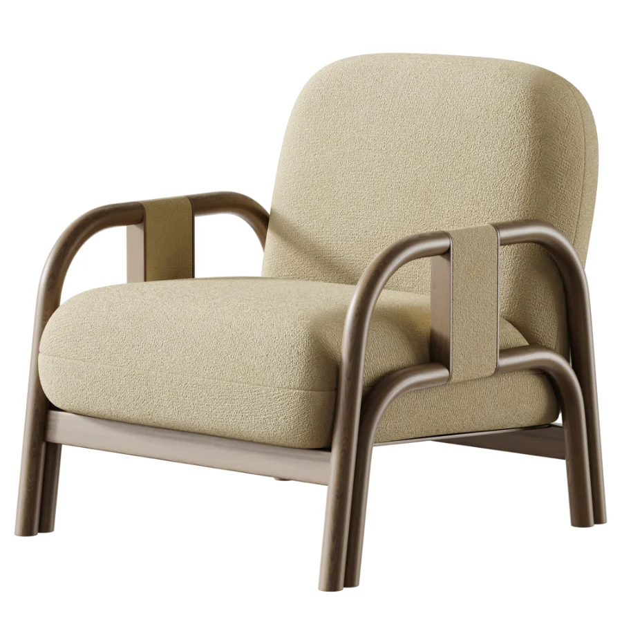 Vindy ash and velour lounge chair Image 3