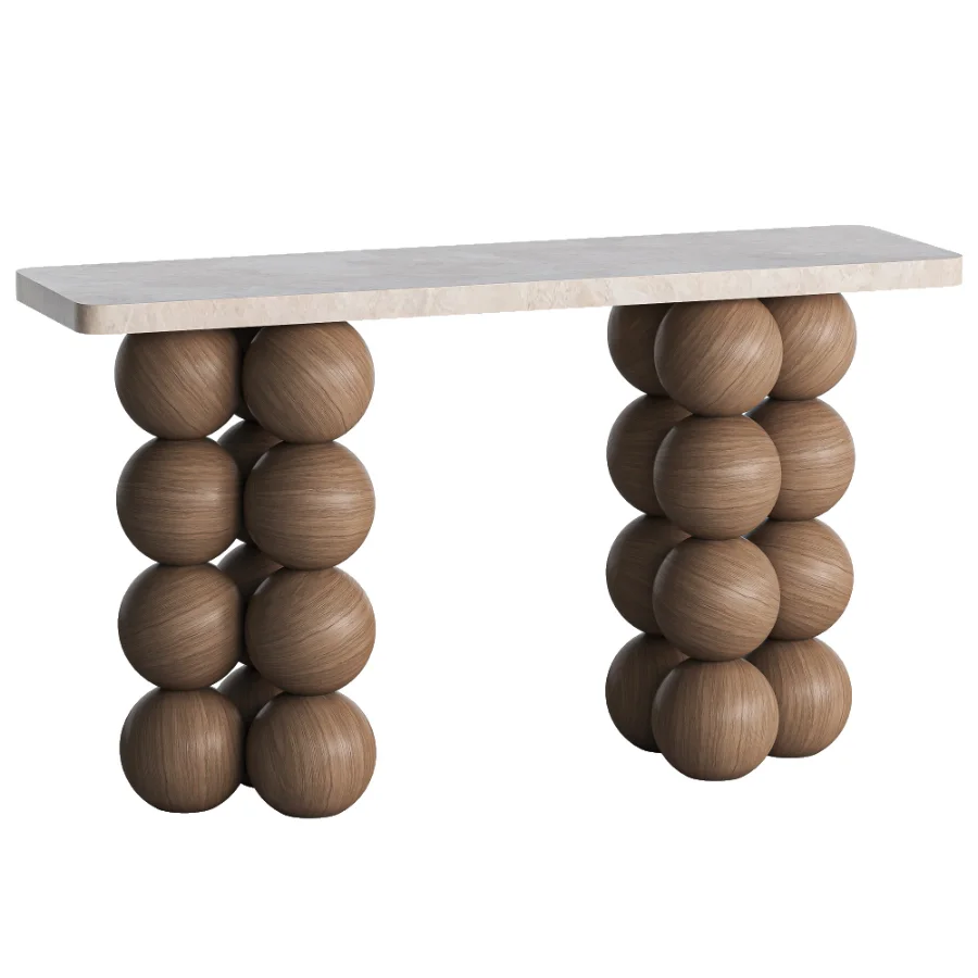 Natural Limestone Pearl Shape Base Console Table Image 2