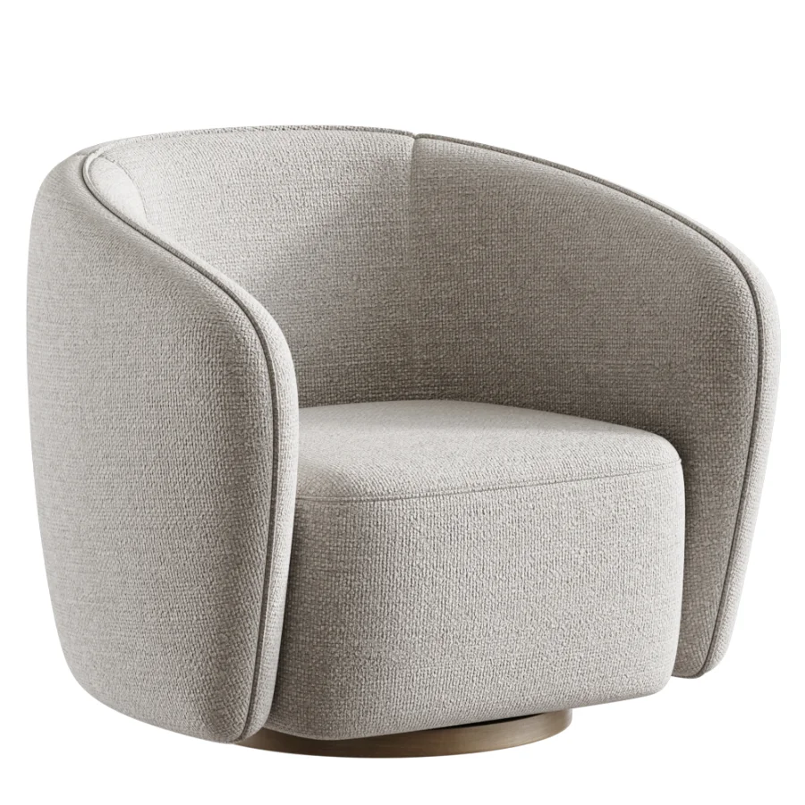 Modern Jacquard Swivel Barrel Accent Chair Image 2