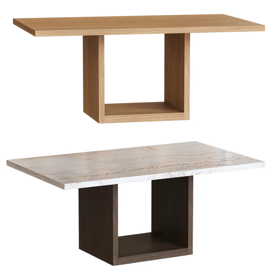 Marble and Wood Dining Table Image 1