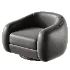 Laszlo Caramel Brown Leather Swivel Chair - Thumbnail 5