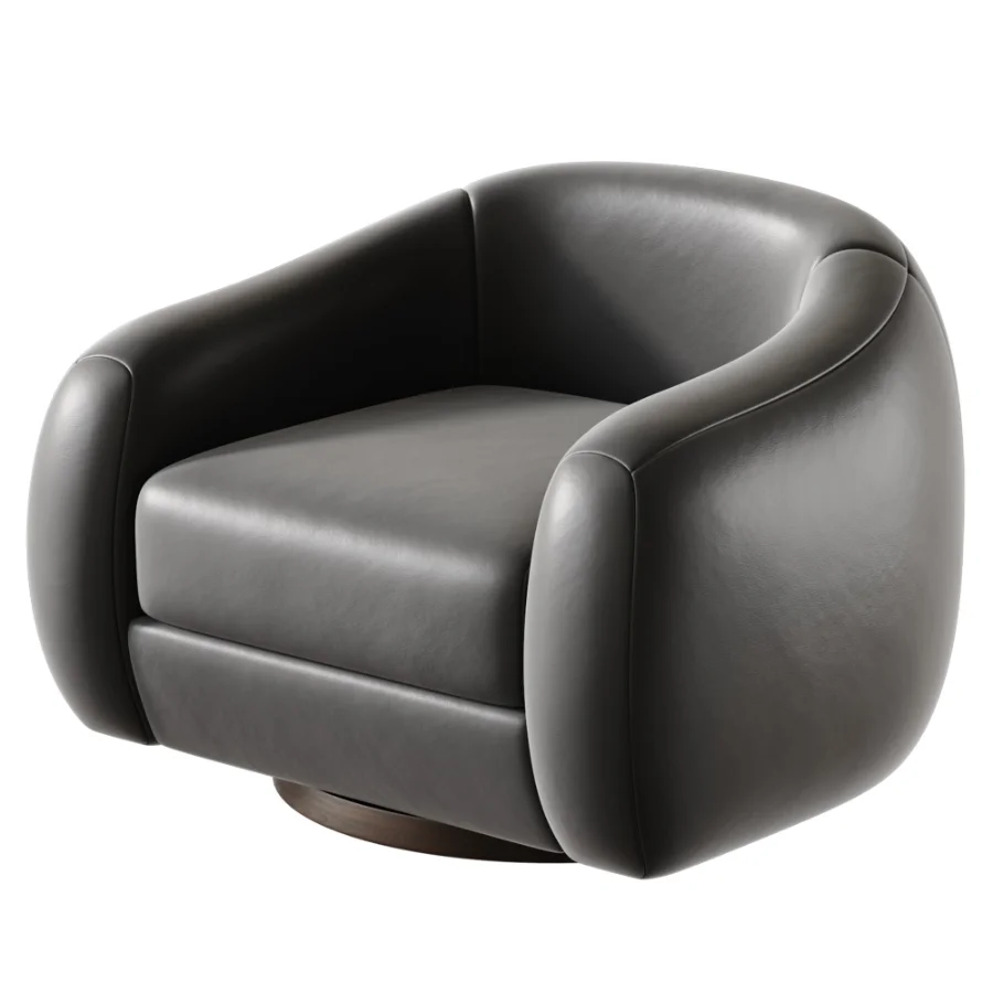 Laszlo Caramel Brown Leather Swivel Chair Image 5