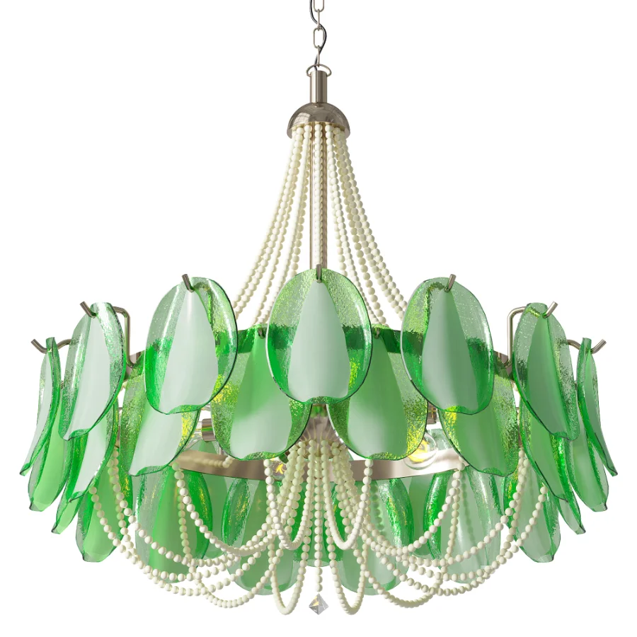 Blush Pink Petal Glass Chandelier Image 1