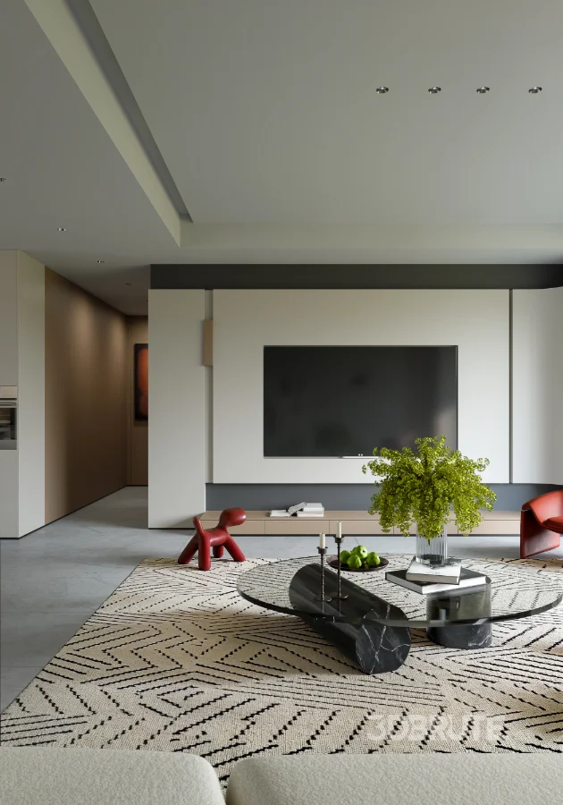 Modern living room and dining room interior scene Image 6