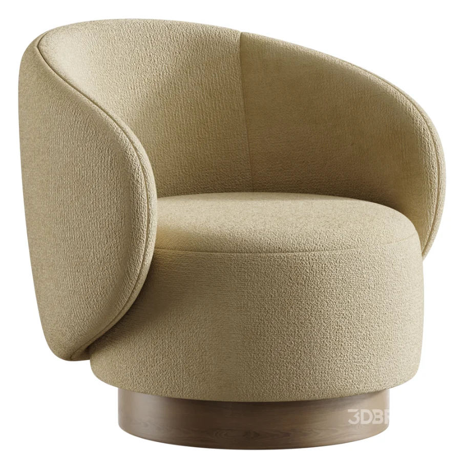 Modern Swivel Barrel Chairs With Wood Base Image 3