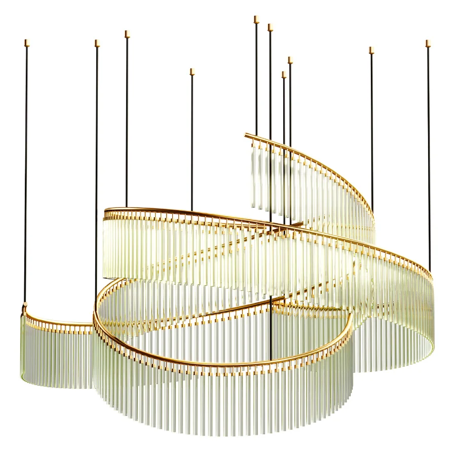 Glass_Ribbon_Shape_Chandelier Image 1