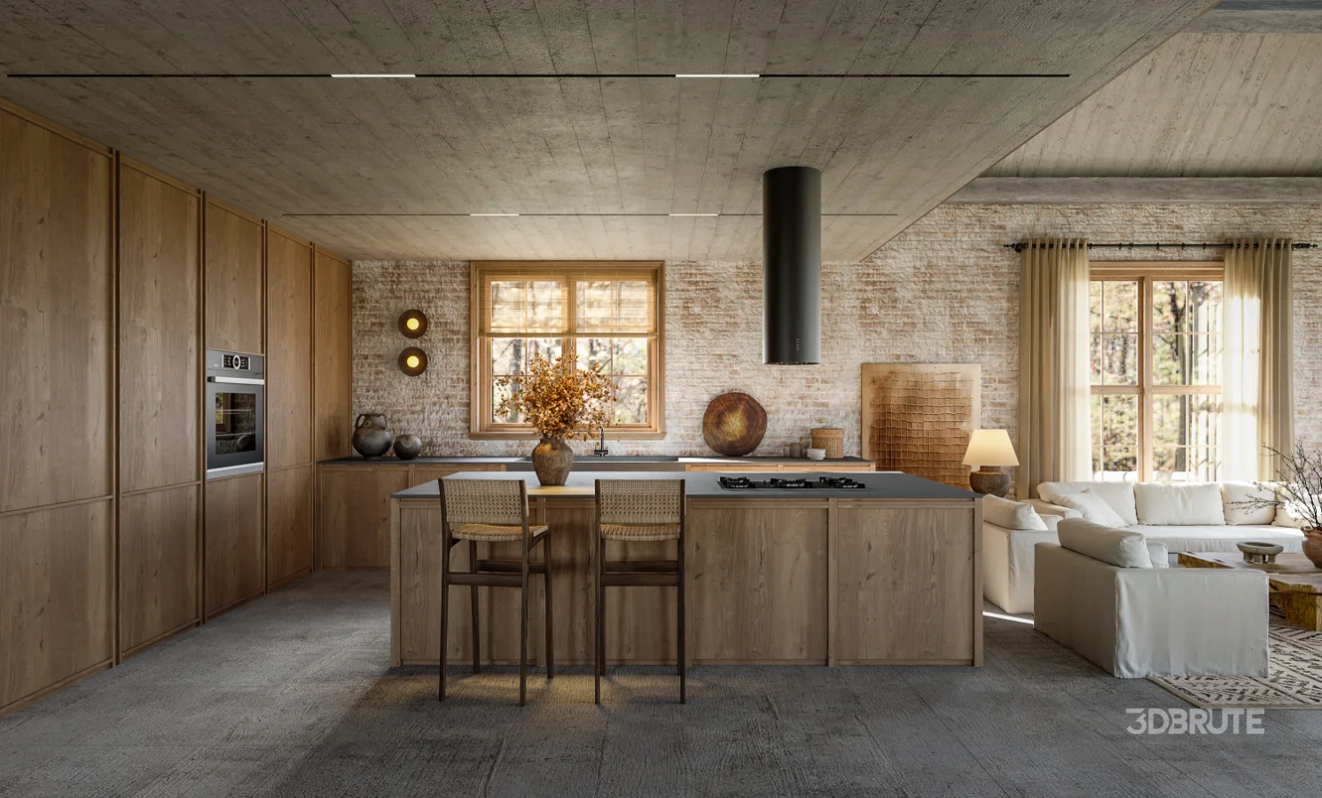 Wabi-sabi living room interior Image 1