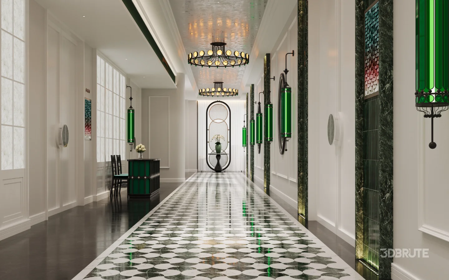 Modern hotel corridor Image 1