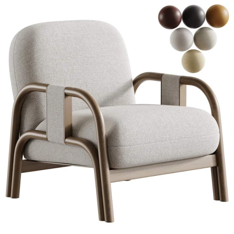 Vindy ash and velour lounge chair Image 1