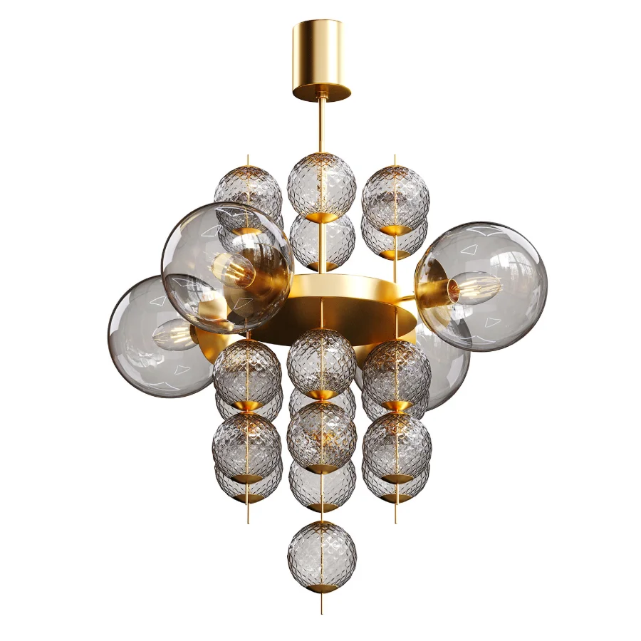 Modern_Tiered_Smoky_Glass_Bubble_Chandelier Image 1