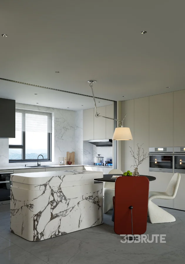 Modern living room and dining room interior scene Image 3