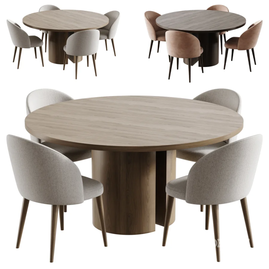 Timon Upholstered Dining Chair And Nealy Round Table Image 1