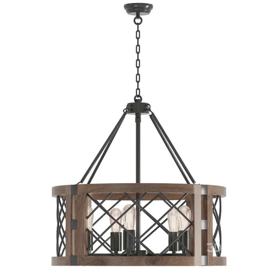 Imitation Wood Drum Chandelier Image 2