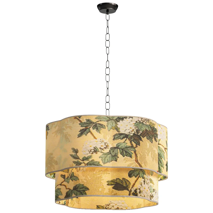 Light Linen Drum Dimmable Chandelier Image 2