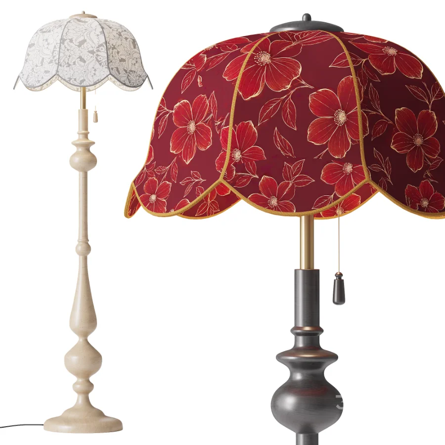Vintage Floral Floor Lamp Image 4
