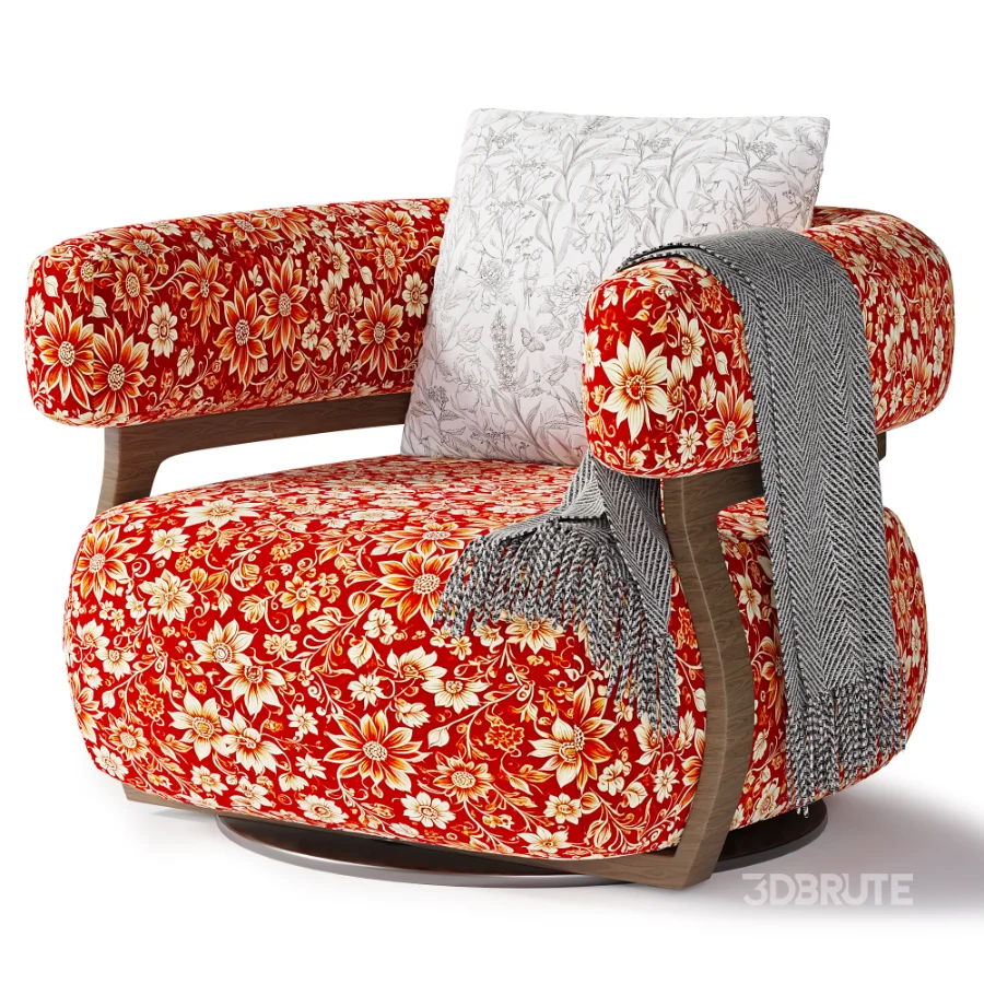 Luxury Burgundy Swivel Armchair Image 2