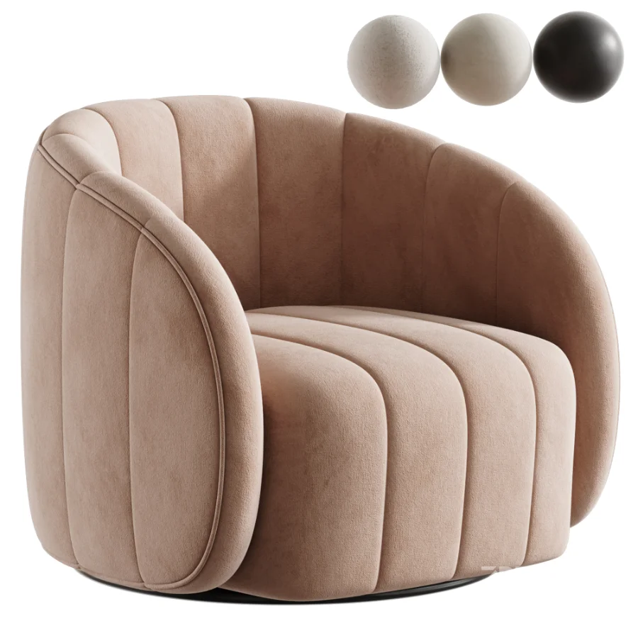 Upholstered Swivel Barrel Chair Image 1