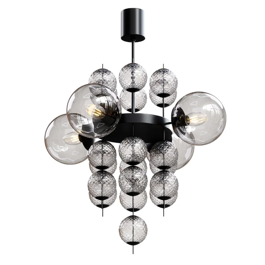 Modern_Tiered_Smoky_Glass_Bubble_Chandelier Image 2