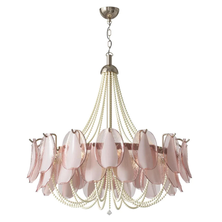 Blush Pink Petal Glass Chandelier Image 6