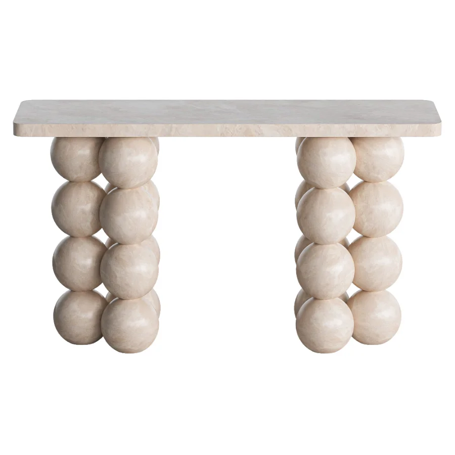 Natural Limestone Pearl Shape Base Console Table Image 3