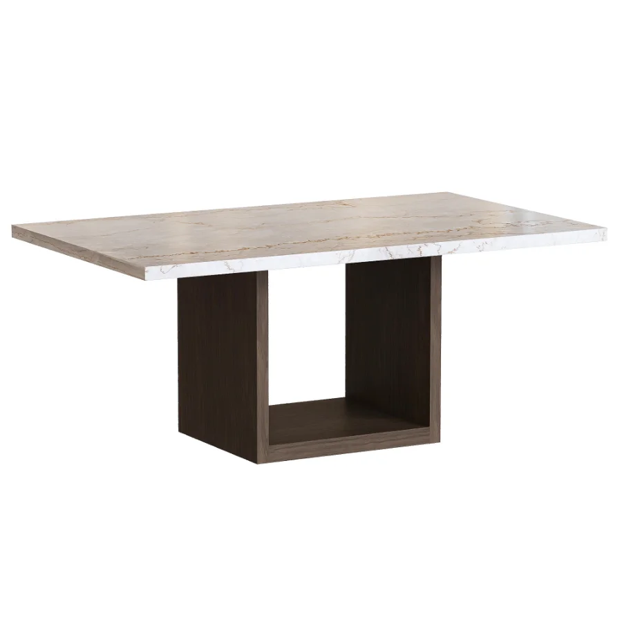 Marble and Wood Dining Table Image 2
