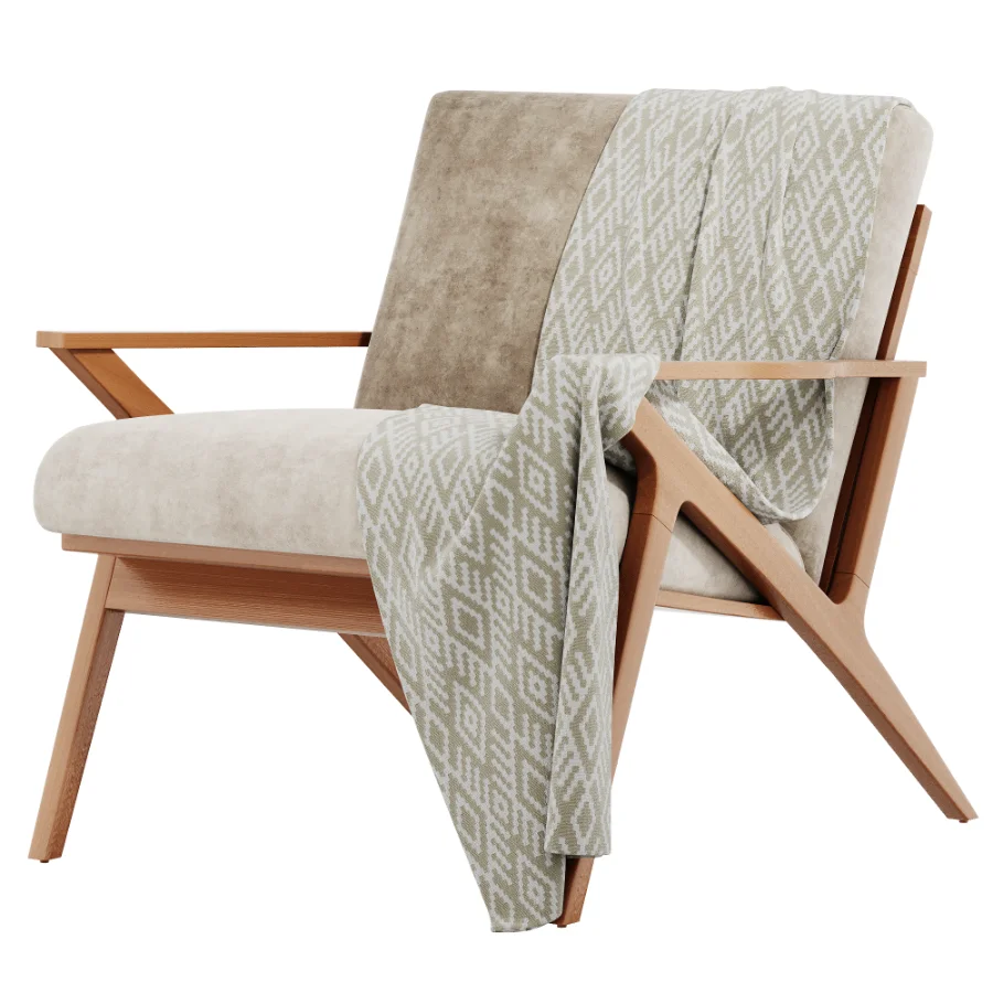 Cavett Wood Frame Armchair by Crate Barrel Image 6