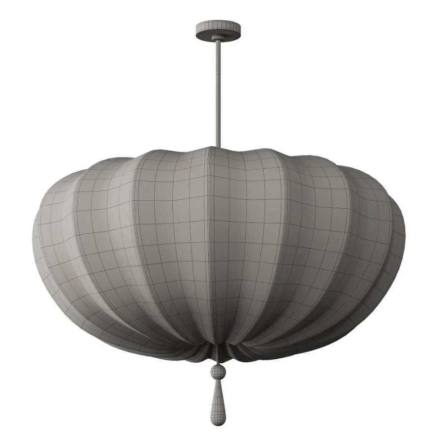 Traditional Japanese Round Iron Frame Fabric Shade Light Chandelier Image 4