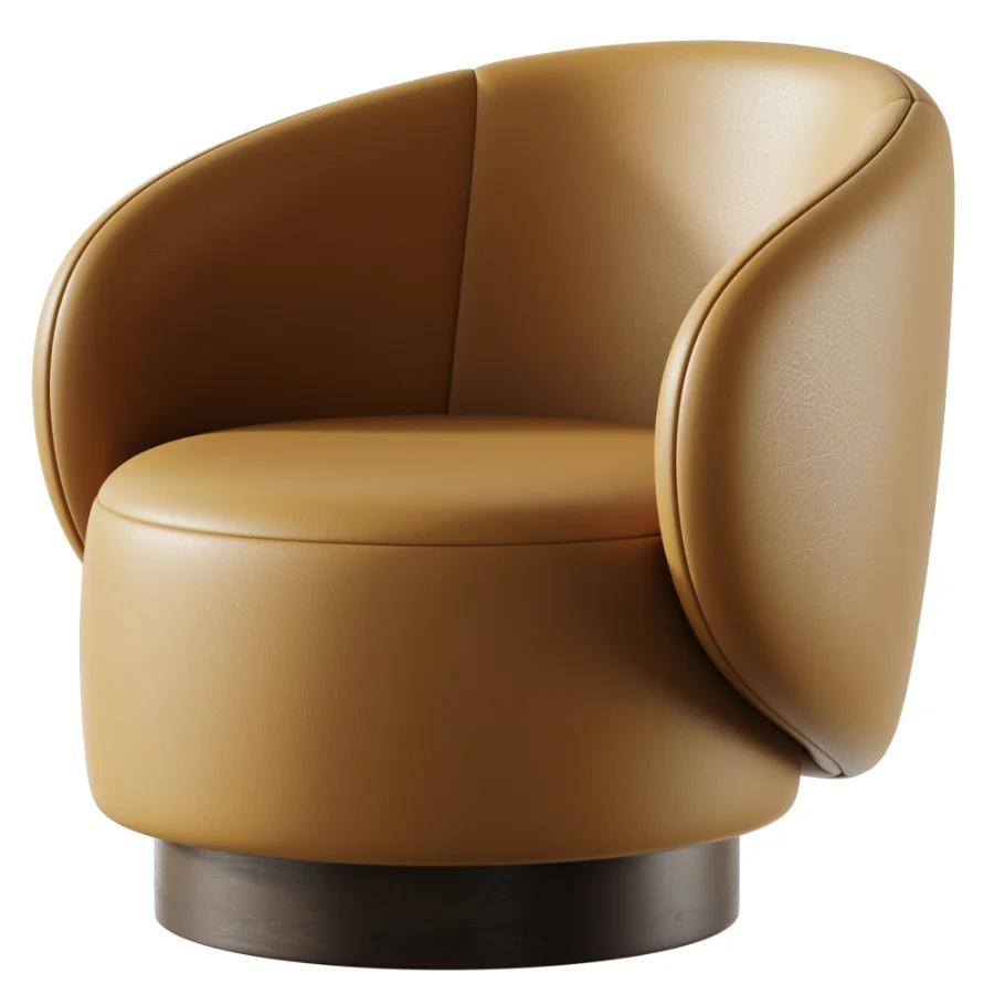 Modern Swivel Barrel Chairs With Wood Base Image 4