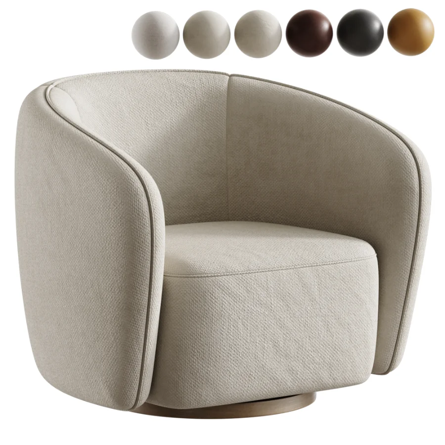 Modern Jacquard Swivel Barrel Accent Chair Image 1