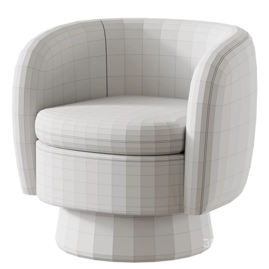 Wide Upholstered Tweed Swivel Barrel Accent ArmChair 360 Image 4