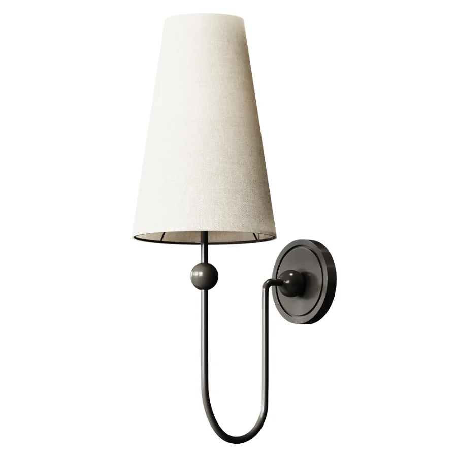 Azon Country Linen Brass Swan Neck Wall Light Image 1