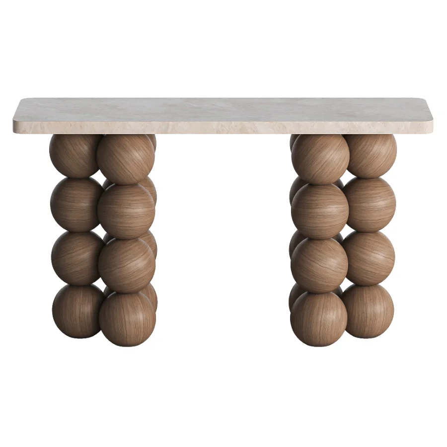 Natural Limestone Pearl Shape Base Console Table Image 4