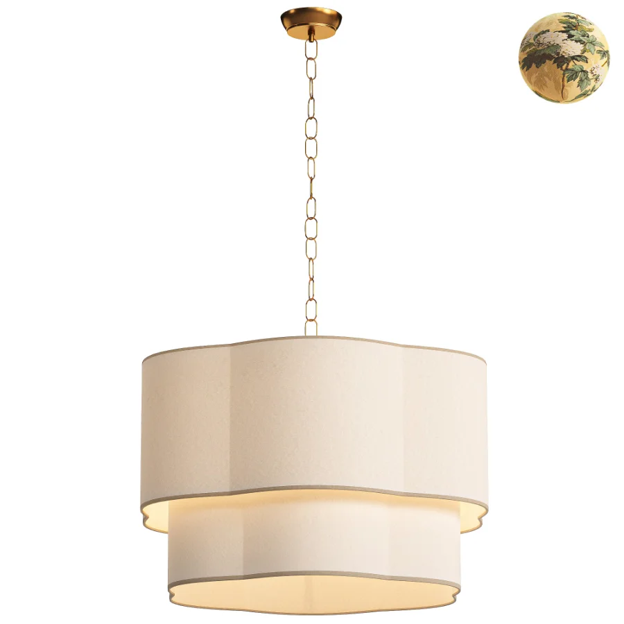 Light Linen Drum Dimmable Chandelier Image 1