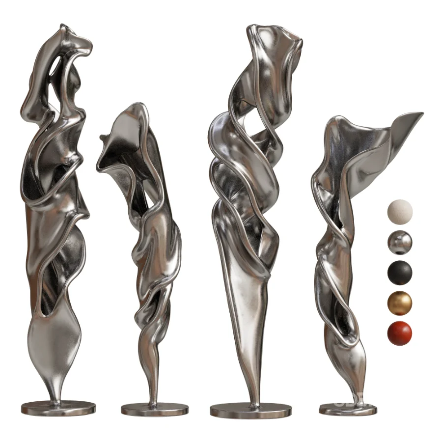 Plaster Floor Statues Organic Spiral Wave Image 1