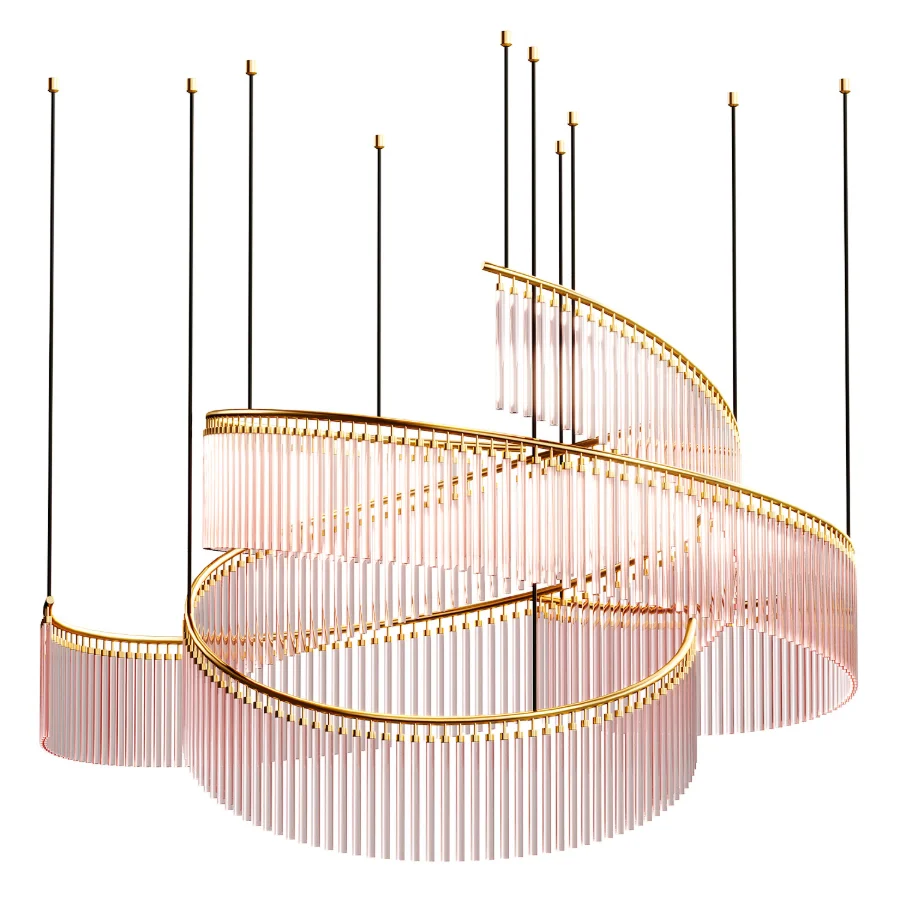 Glass_Ribbon_Shape_Chandelier Image 3
