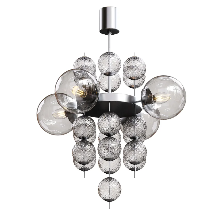 Modern_Tiered_Smoky_Glass_Bubble_Chandelier Image 4
