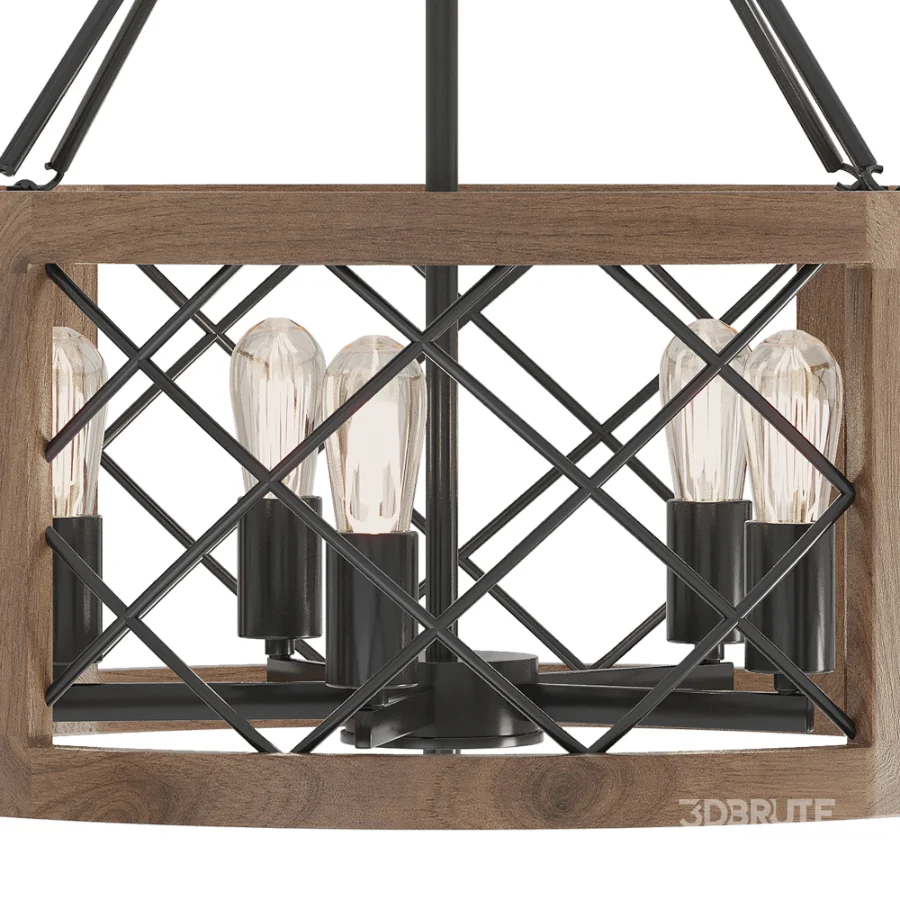 Imitation Wood Drum Chandelier Image 3