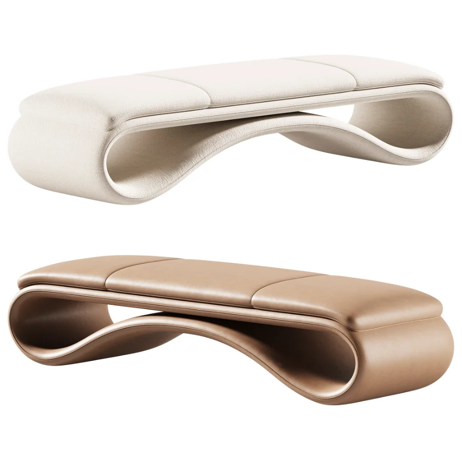 Contemporary leather bench Image 4