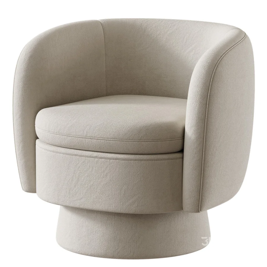 Wide Upholstered Tweed Swivel Barrel Accent ArmChair 360 Image 2