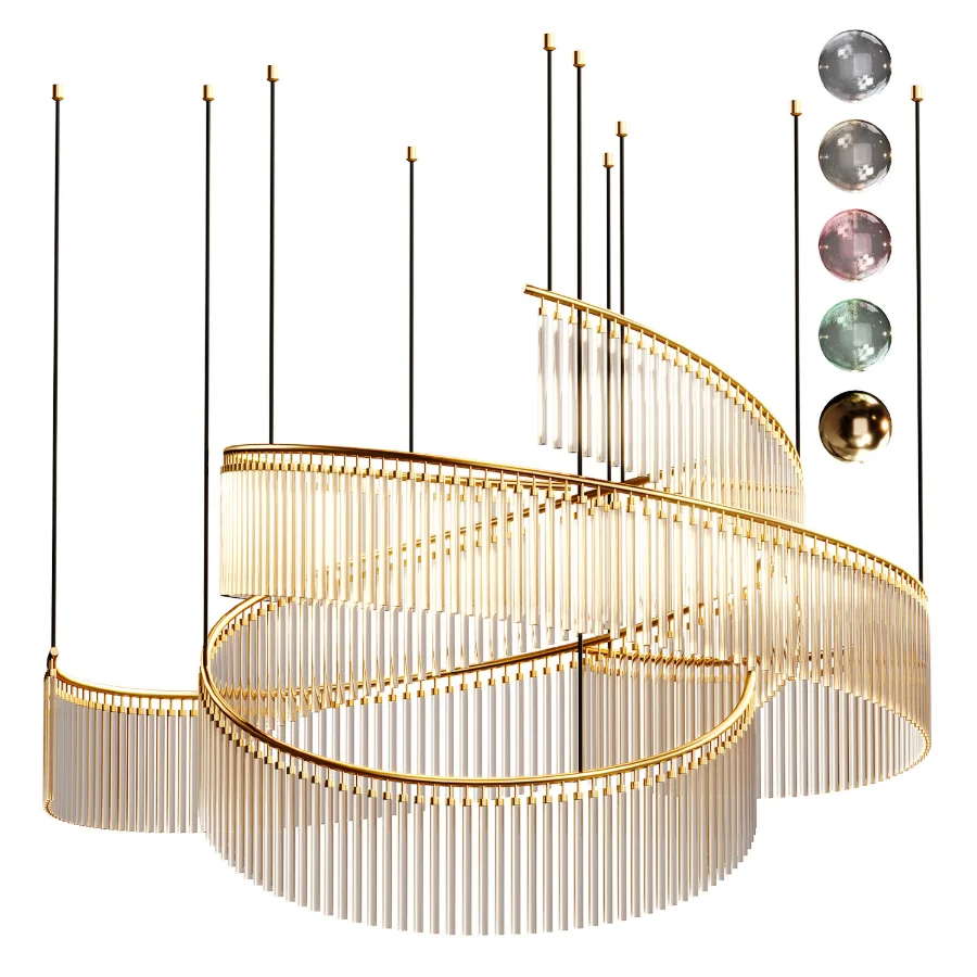 Glass_Ribbon_Shape_Chandelier Image 2